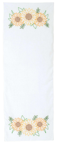 OakridgeStores.com | Jack Dempsey - Golden Sunflowers - Stamped Table Runner/Scarf 15 x 42 inches - 560-721 013155347210