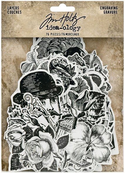 OakridgeStores.com | Tim Holtz - Idea-ology Engraving Layers - Die-Cut Ephemera 76/Pkg - TH94125 040861941258