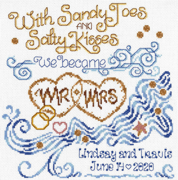OakridgeStores.com | Imaginating - Salty Kisses Wedding - Counted Cross Stitch Kit, 14 Count, 9.6 x 10 inches - 3293 054995032935