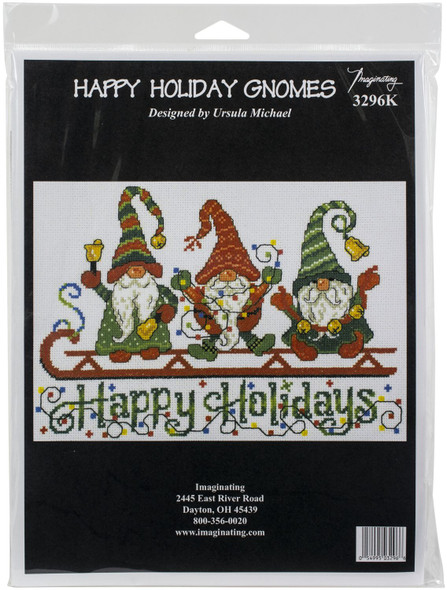 OakridgeStores.com | Imaginating - Happy Holiday Gnomes - Counted Cross Stitch Kit, 14 Count, 11 x 7.5 inches - 3296 054995032966