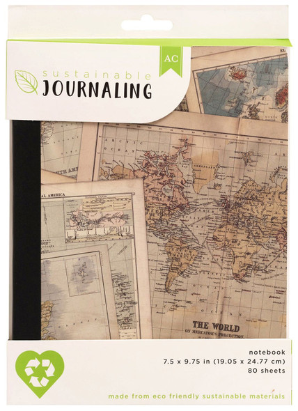 OakridgeStores.com | American Crafts - Maps - Sustainable Journaling Notebook 7.5 x 9.75 inches - 80 Sheets - 380874 718813808743
