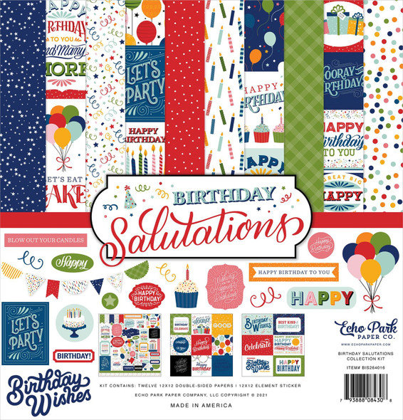 OakridgeStores.com | Echo Park Paper - Birthday Salutations - Collection Kit 12 x 12 inches - BIS264016 793888084308