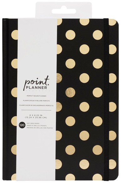 OakridgeStores.com | American Crafts - Point Planner - Black with Gold Dots Perfect Bound Planner - Dot Grid, 120 Sheets, 6 x 8.25 inches - 99001338 718813921824