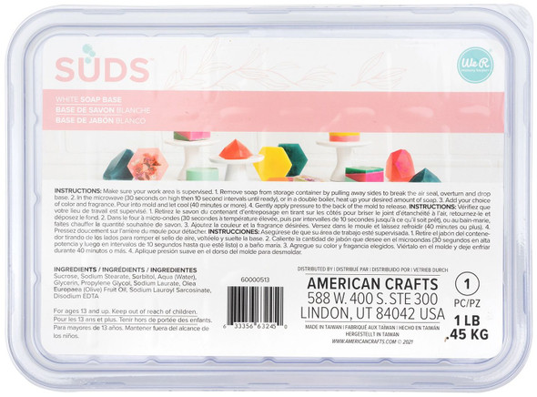 OakridgeStores.com | We R Makers - White - We R SUDS Soap Base 1lb - Soap Making Base - 60000513 633356632450