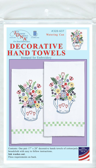 OakridgeStores.com | Jack Dempsey - Watering Can - Stamped Decorative Hand Towel Pair 17 x 28 inches - 320-637 013155026375