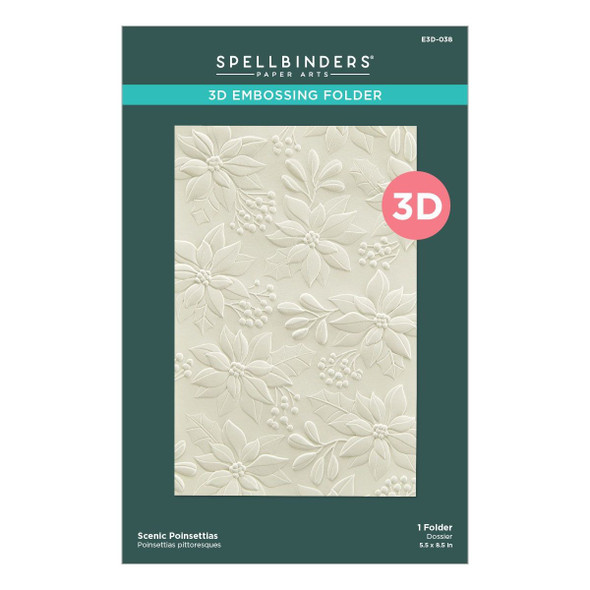 OakridgeStores.com | Spellbinders - Scenic Poinsettias - 3D Embossing Folder 5.5 x 8.5 inches - E3D-038 879216003804