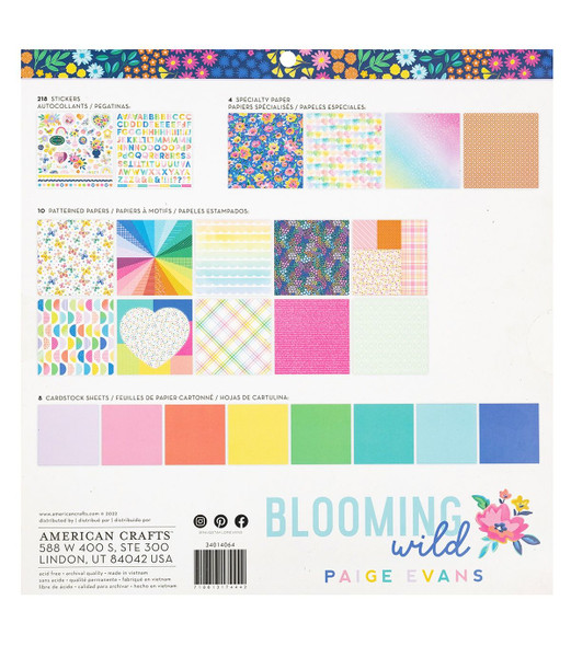 OakridgeStores.com | American Crafts - Paige Evans Blooming Wild - Project Pad 12 x 12 inches, 240 Pieces - 34014064 718813174442