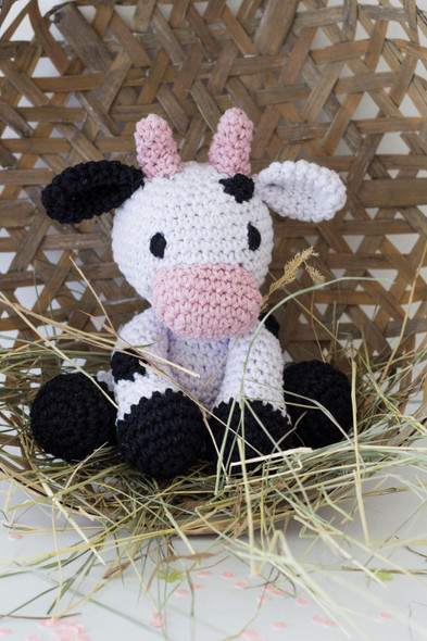 OakridgeStores.com | Hoooked - Cow Kirby - Lotus - Amigurumi DIY Crochet Kit with Eco Barbante Yarn - PAK128