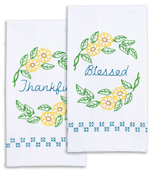 OakridgeStores.com | Jack Dempsey - Thankful & Blessed - Stamped Cross Stitch Hand Towels, Pair, 17 x 28 inches - 320-779 013155027792