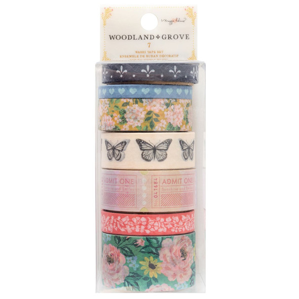 OakridgeStores.com | American Crafts - Maggie Holmes Woodland Grove Washi Tape Rolls - Gold Foil Accents, 7 pcs - 34021911 765468043036