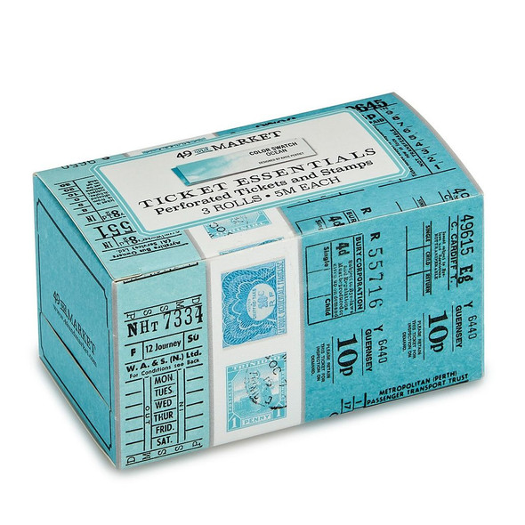 OakridgeStores.com | 49 and Market - Color Swatch: Ocean Ticket Essentials - Ephemera Ticket Rolls, 3 Rolls - CSO-41091 752505141091