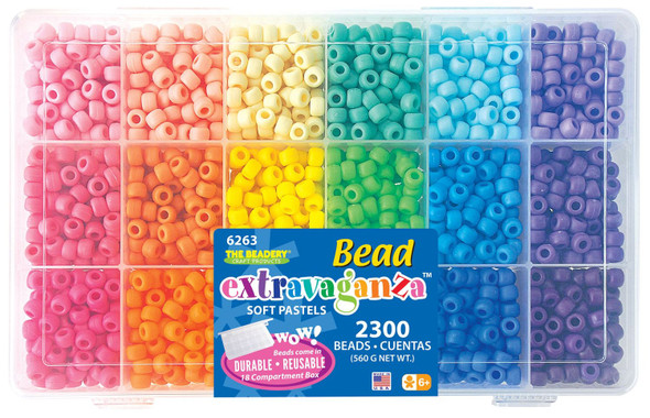 OakridgeStores.com | Beadery - Soft Pastels - 18-Compartment Pony Bead Box - 6263