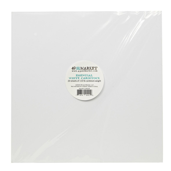 OakridgeStores.com | 49 and Market - Essential Cardstock - 12 x 12 White, 20 Sheets - E-24029 786724924029
