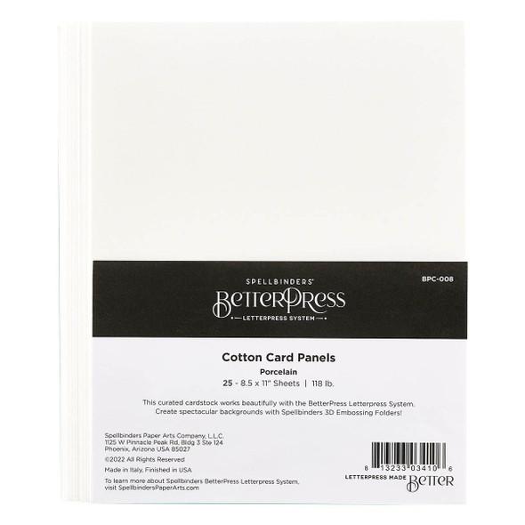 OakridgeStores.com | Spellbinders - Porcelain - BetterPress 8.5 x 11 Cotton Sheets - Letterpress Cardstock Pack (25) - BPC-008 813233034106