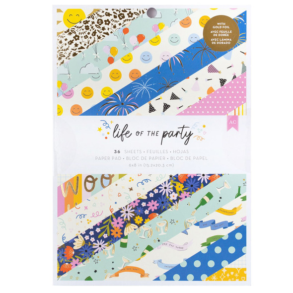 OakridgeStores.com | American Crafts - Life of the Party Gold Foil - Single-Sided Paper Pad, 6 x 8 inches, 36 Sheets - 34025845 765468075426