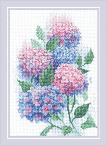 OakridgeStores.com | Riolis - Graceful Hydrangeas - Counted Cross Stitch Kit - 8.25 x 11.75 inches - 2139