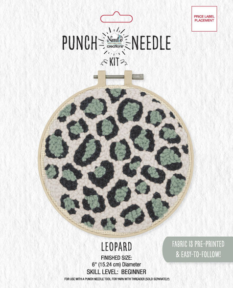 OakridgeStores.com | Fabric Editions - Leopard Print - Punch Needle Kit 6-inch Round - NC-PNND-LEOP6 699919344840