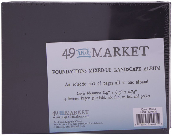 OakridgeStores.com | 49 & Market - Foundations Mixed Up Album - Landscape, Black - Blank Scrapbook Album - FA-25422 786724925422