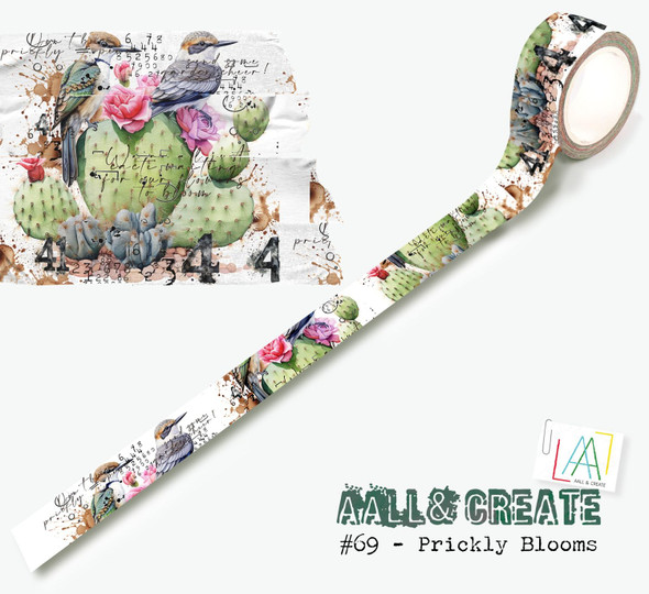 OakridgeStores.com | Aall and Create - Prickly Blooms - Layer-It-Up Washi Tape - AALL-MT-069