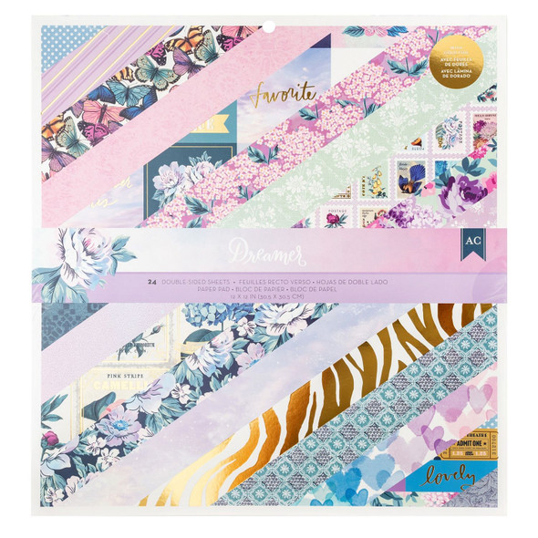 OakridgeStores.com | American Crafts - Dreamer - Double-Sided Paper Pad, Gold Foil, 12 x 12 inches, 24 Sheets - 34025905 765468076843
