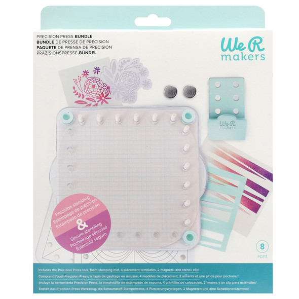 OakridgeStores.com | We R Makers - 8 Pieces - Precision Press Stamp and Stencil Holder - Stamping Tool Set - 60000049 633356615736