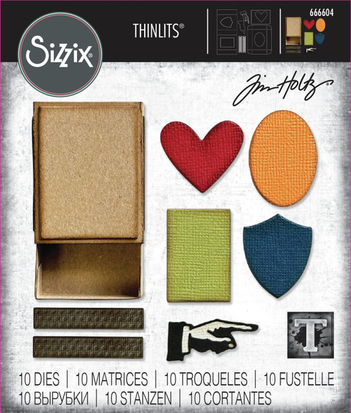 OakridgeStores.com | Tim Holtz - Sizzix - Vault Matchbox - Thinlits Dies, 10/Pkg - 666604 630454289180