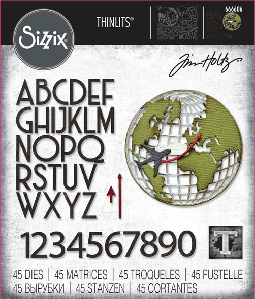 OakridgeStores.com | Tim Holtz - Sizzix - Vault World Travel - Thinlits Dies, 45/Pkg - 666606 630454289197