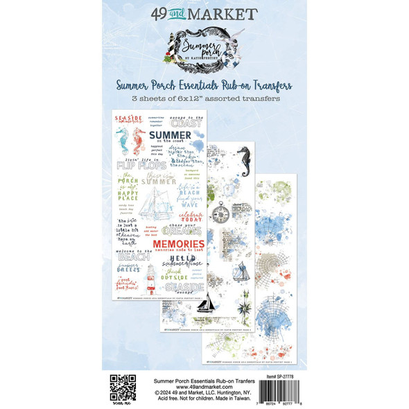 OakridgeStores.com | 49 and Market - Essentials - Summer Porch - Rub-on Transfer Set - SP-27778 786724927778