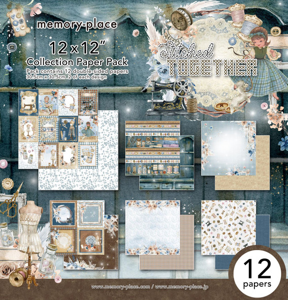 OakridgeStores.com | Memory Place - Stitched Together - Collection Pack 12 x 12 - Double-Sided Paper, 12 Sheets - MP-61410