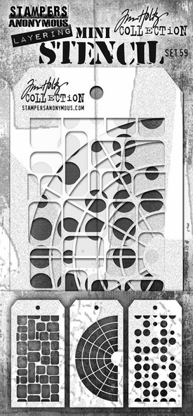 OakridgeStores.com | Tim Holtz - Stampers Anon - #59 - Mini Layered Stencil Set, 3/Pkg - MST059