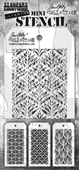 OakridgeStores.com | Tim Holtz - Stampers Anon - #60 Mini Layered Stencil Set - Layering Stencils, 3/Pkg - MST060