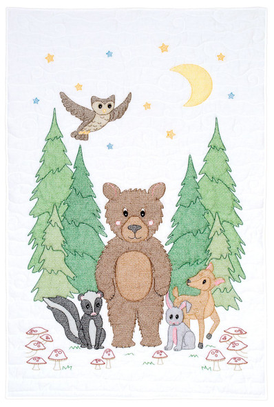 OakridgeStores.com | Jack Dempsey - Woodland Bear - Stamped Crib Quilt Top, 40 x 60 inches - 4060-768 013155907681