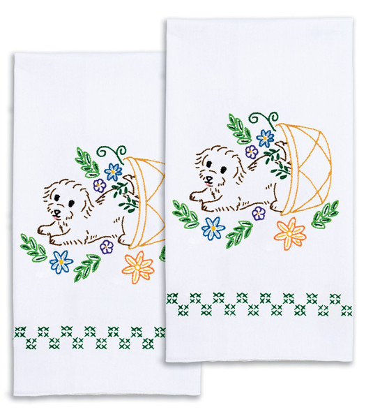 OakridgeStores.com | Jack Dempsey - Puppies - Stamped Decorative Hand Towel Pair, 17 x 28 inches - 320-881 013155028812
