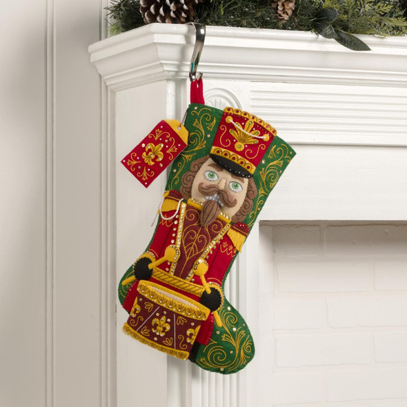 OakridgeStores.com | Bucilla - Nutcracker Noel - Nutcracker with Drum - Felt Stocking Applique Kit 18 inches - 89703E 046109897035