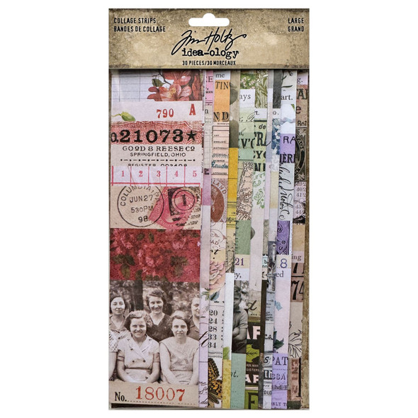 OakridgeStores.com | Tim Holtz - Advantus - 30 Pieces - Tim Holtz Idea-ology Collage Strips Large - Paper Ephemera Embellishments - TH94367 040861943672
