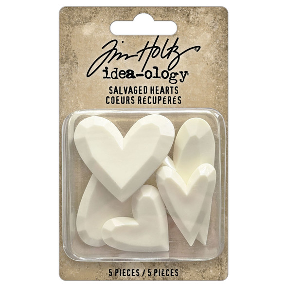 OakridgeStores.com | Tim Holtz - Advantus - Tim Holtz Idea-ology Salvaged Hearts - Mixed Media Embellishments - TH94380 - 5 pcs 040861943801