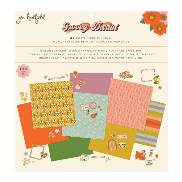 OakridgeStores.com | American Crafts - Jen Hadfield Groovy Darlin' - Project Pad 12 x 12 inches, 24 Sheets - 34031748 765468087474