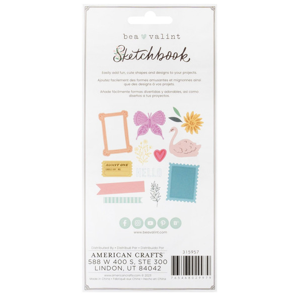 OakridgeStores.com | American Crafts - Bea Valint Sketchbook - Die & Stamp Set - 20 Pieces - 315957 765468029979