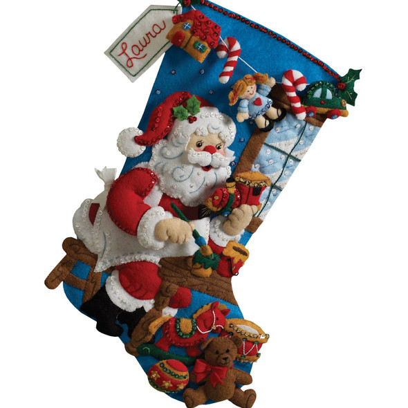 OakridgeStores.com | Bucilla - In the Workshop - Felt Stocking Applique Kit, 18 inches - 86165 046109861654