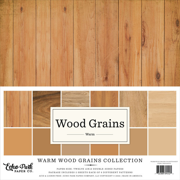 OakridgeStores.com | Echo Park Paper - Warm Wood Grains - Collection Kit - 12 x 12 inches - WWG390016 732388394425