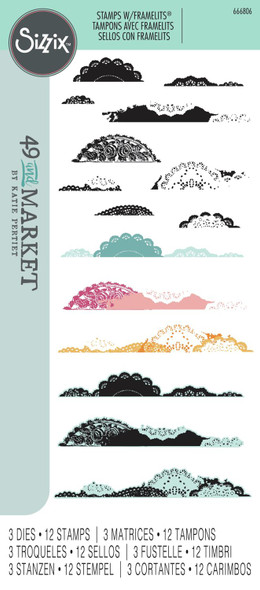 OakridgeStores.com | Sizzix - Doily Edgers - Clear Stamps w/Framelits Dies by 49 and Market - 666806 630454291008