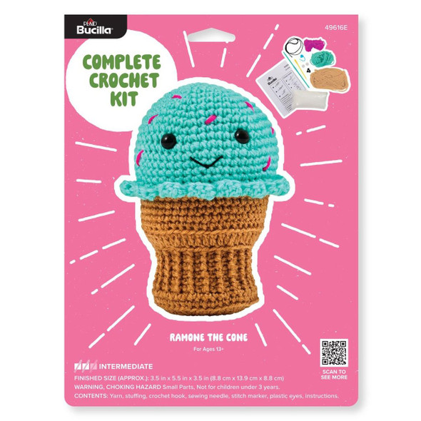 OakridgeStores.com | Bucilla - 5 inches Ice Cream Cone - Amigurumi Crochet Kit - 49616E 046109496160