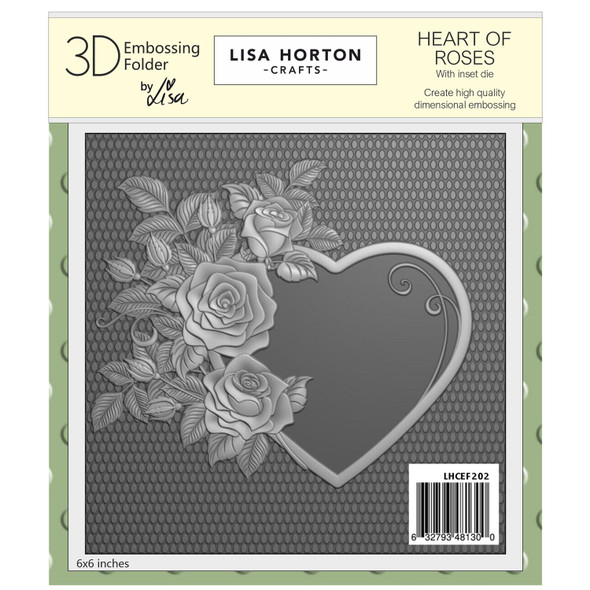 OakridgeStores.com | Lisa Horton Crafts - Heart Of Roses - Lisa Horton Crafts Embossing Folder 6"X6" - 3D Embossing Folder with Inset Die - LHCEF202 632793481300
