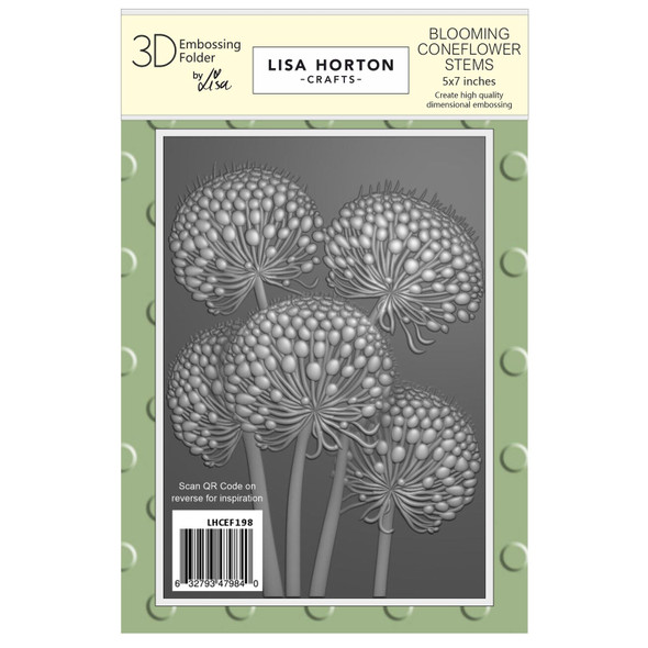 OakridgeStores.com | Lisa Horton Crafts - Blooming Coneflower Stems - 5 x 7 Embossing Folder - LHCEF198 632793479840