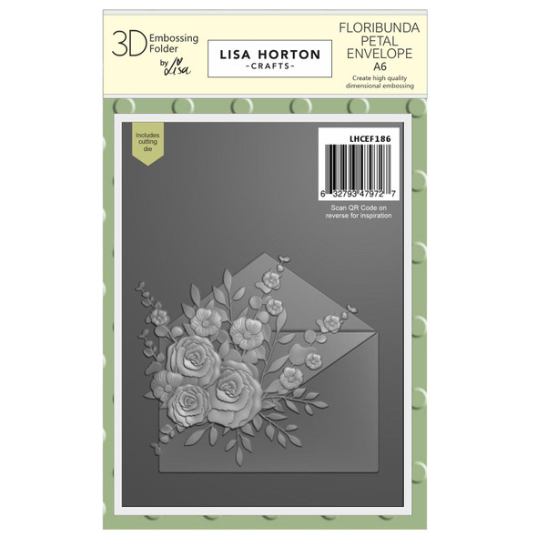 OakridgeStores.com | Lisa Horton Crafts - Floribunda Petal Envelope - A6 3D Embossing Folder & Die - LHCEF186 632793479727
