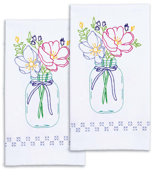OakridgeStores.com | Jack Dempsey - Wildflowers - Stamped Cross Stitch Decorative Hand Towels 17 x 28 inches - 320838 013155028386