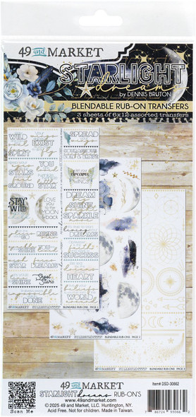 OakridgeStores.com | 49 and Market - Starlight Dreams - Rub-On Transfer Set 6 x 12 - DSD-30662 786724930662
