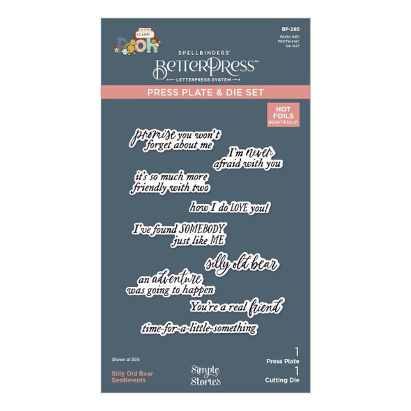 OakridgeStores.com | Spellbinders - Silly Old Bear Sentiments - BetterPress Plate & Die Set - Say Cheese Classic Pooh - BP-285 810176102312