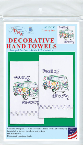 OakridgeStores.com | Jack Dempsey - Feeling Groovy - Stamped Decorative Hand Towel Pair 17 x 28 inches - 320-747 013155027471