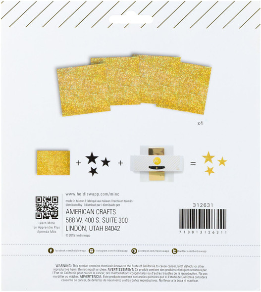 OakridgeStores.com | Heidi Swapp - Mini Glitter Foil Sheets - Gold - 6 x 6 inches - 312631 718813126311